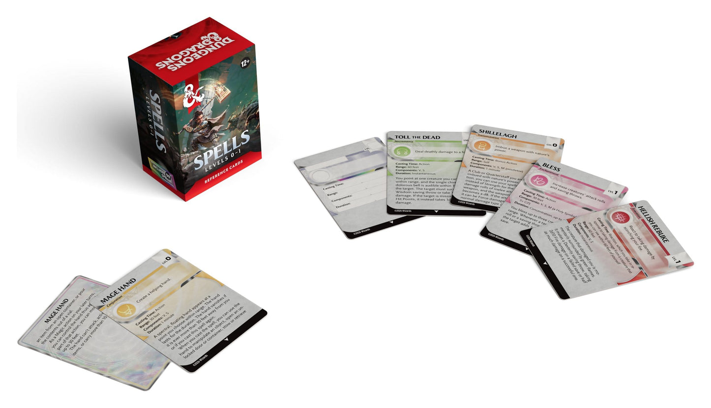 Dungeons & Dragons RPG Reference Cards: Spells (Levels 0-1)