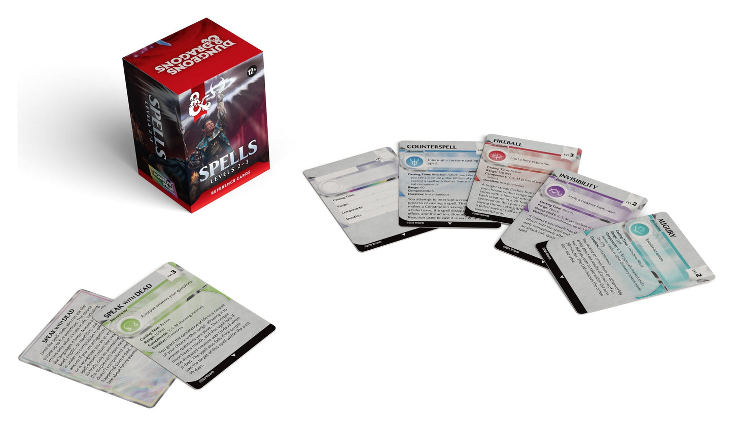 Dungeons & Dragons RPG Reference Cards: Spells (Levels 2-3)