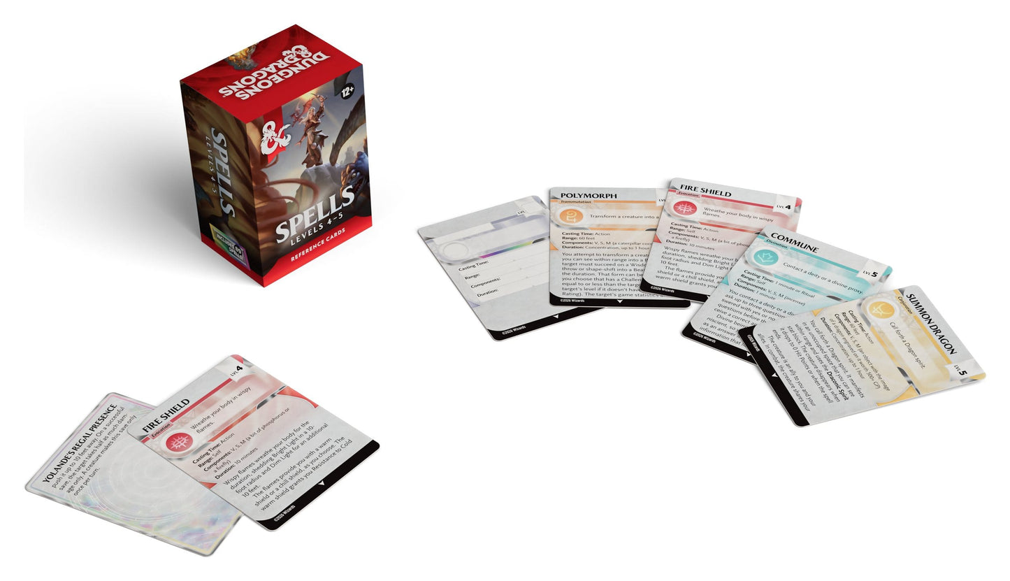 Dungeons & Dragons RPG Reference Cards: Spells (Levels 4-5)
