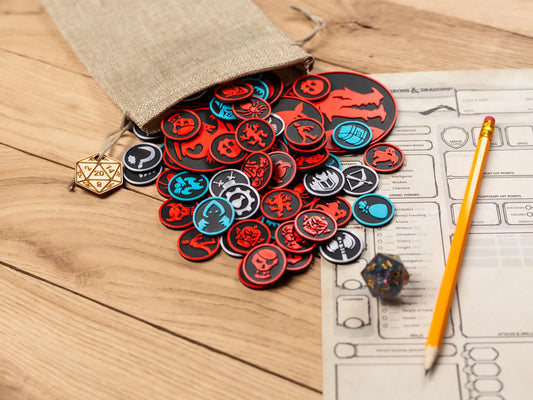 Tokens Set. 47–73 pcs, 1 inch. Bag Included