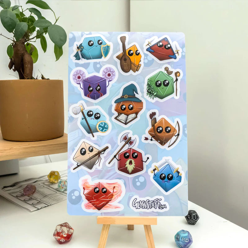 Kawaii Dice Classes Stickers