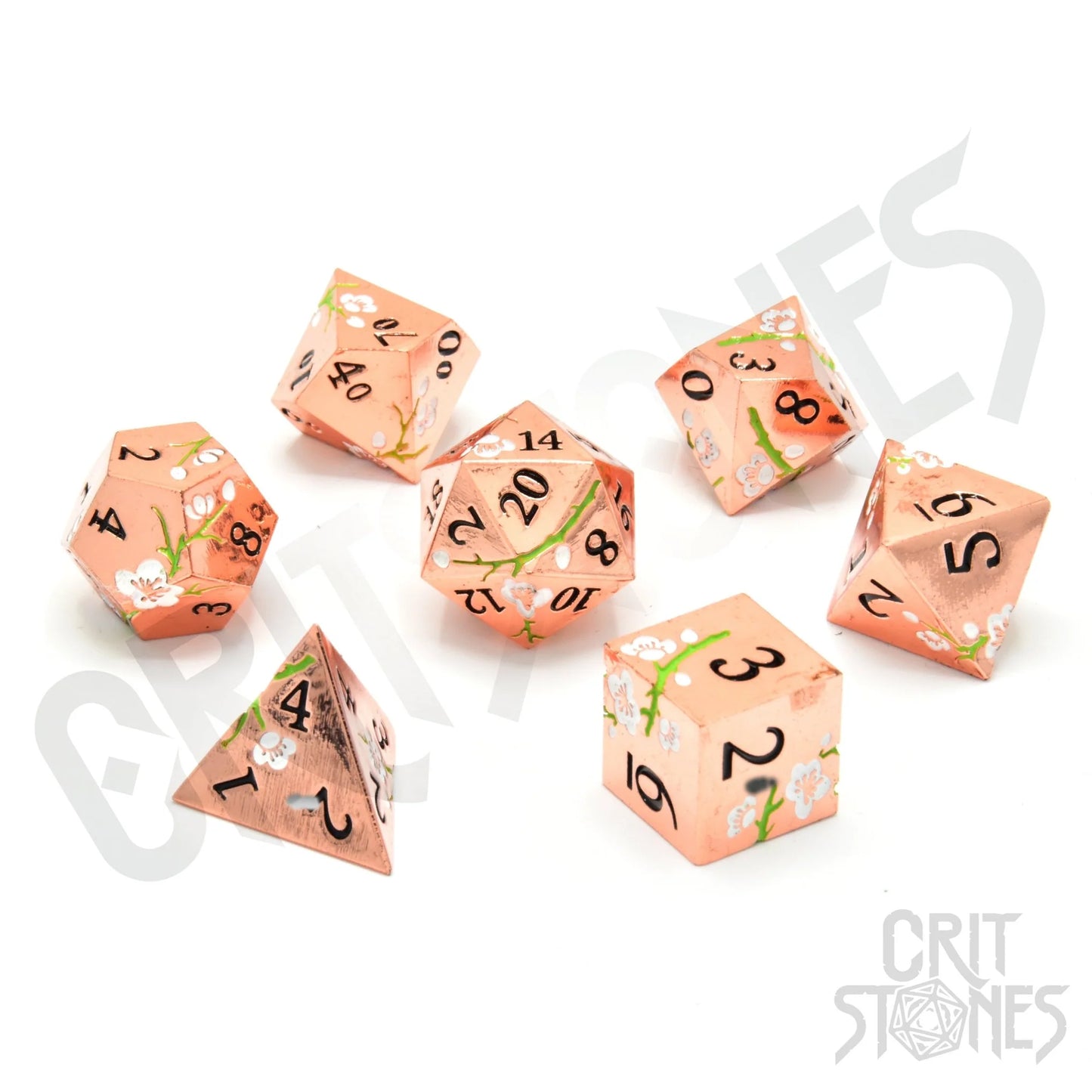 Pink Blossom Metal RPG Dice Set