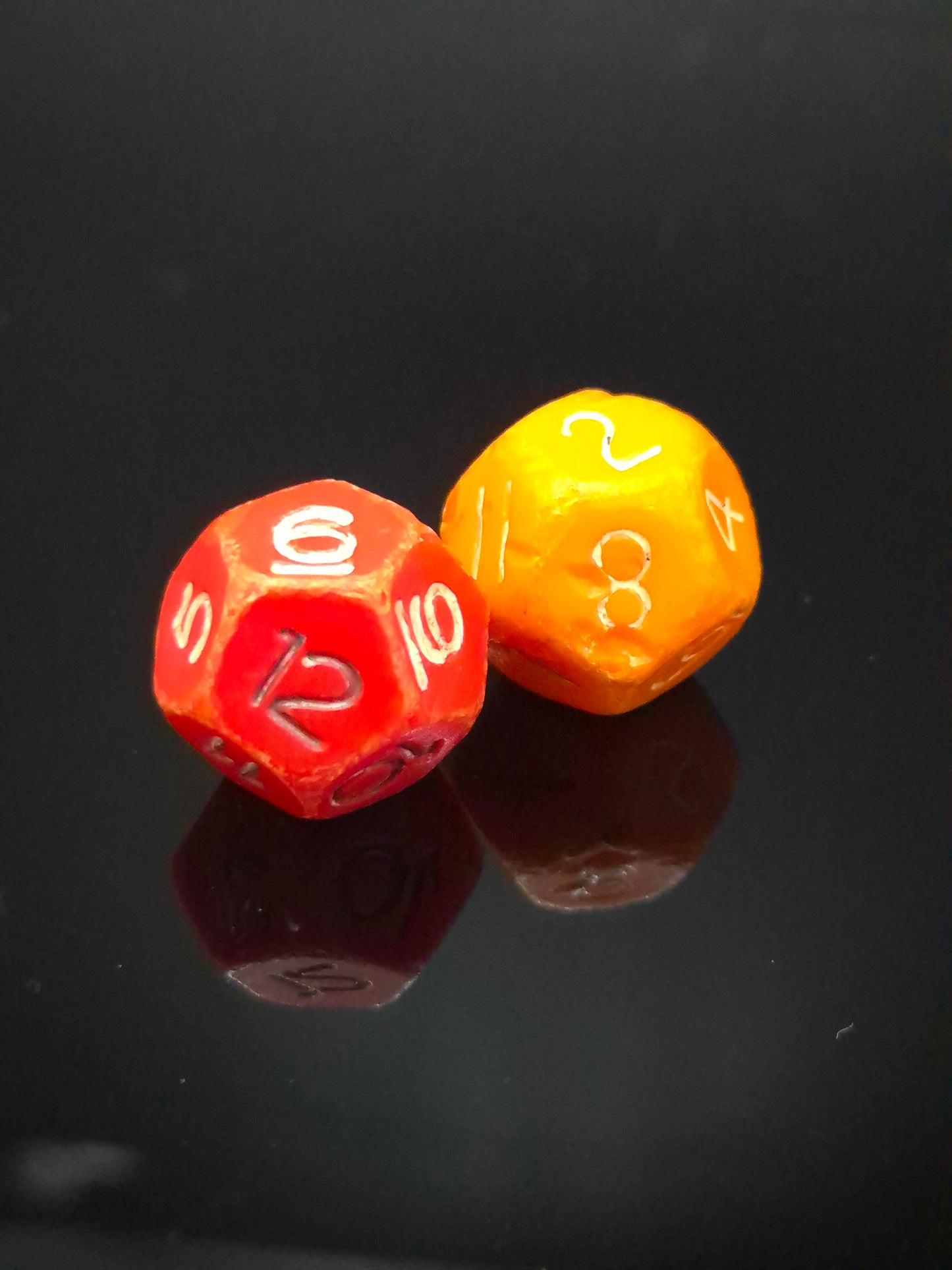 Vintage Red & Orange d12 Dice Pair. TSR Era Original Mentzer. 1980s
