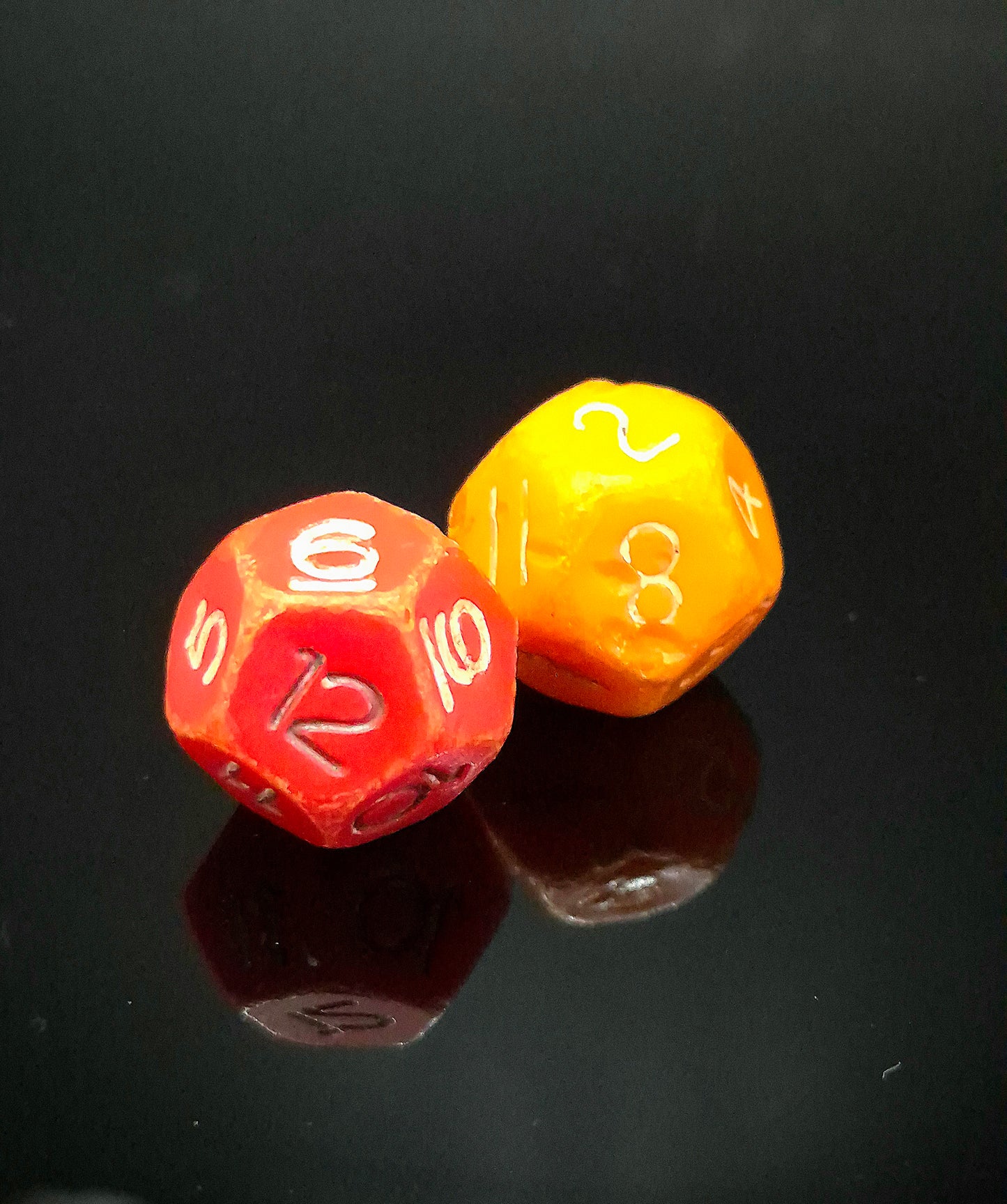Vintage Red & Orange d12 Dice Pair. TSR Era Original Mentzer. 1980s