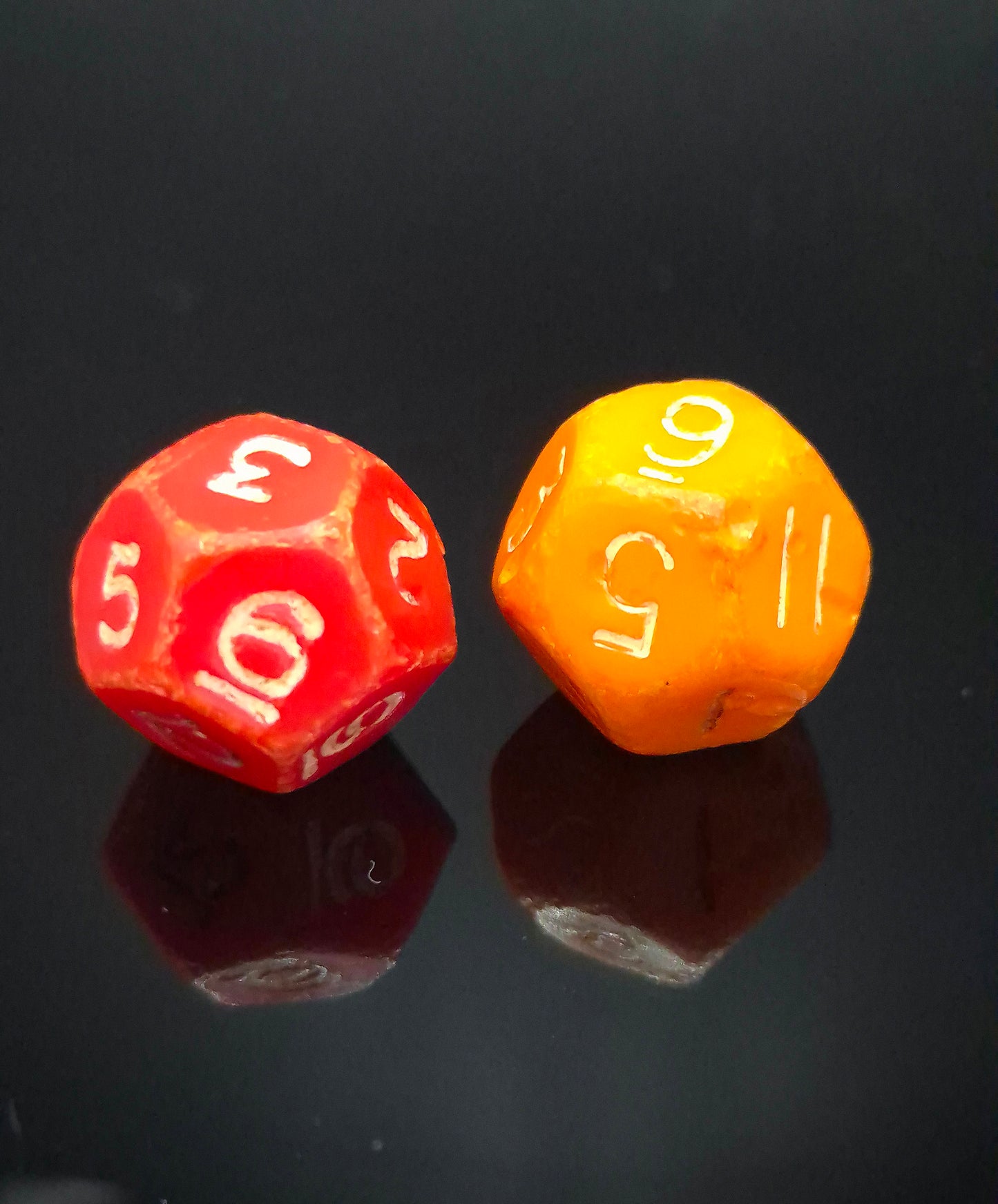 Vintage Red & Orange d12 Dice Pair. TSR Era Original Mentzer. 1980s