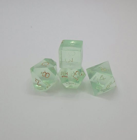 Vintage GameScience “Gem” Aquamarine Dice. (Partial Set) Late 1980s / Early 1990s